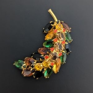 Autumn Tone Vintage Rhinestone Brooch Pin